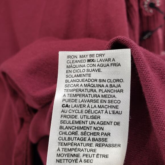 Chico's Women's Burgundy Floral Embroidery Long Sleeve Top Size 3 - Picture 10 of 12